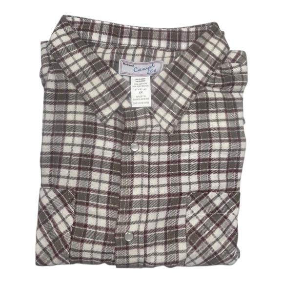 Haband Casual Joe Brown and White Casual Button Down Shirt long sleeve Size: XXL - Picture 3 of 4